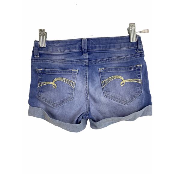 Justice Girls Medium Wash Blue Denim Jean Shorts Kid's Youth Size 7 - Picture 4 of 6